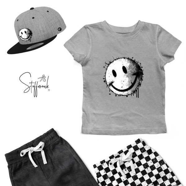 Bügelbild - " Smilie - black/white "
